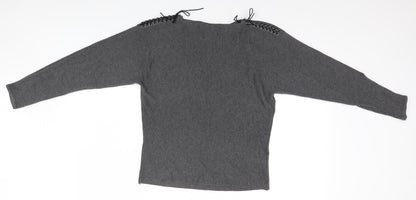 Womens UK Size 4 Mango Grey Basic T-Shirt