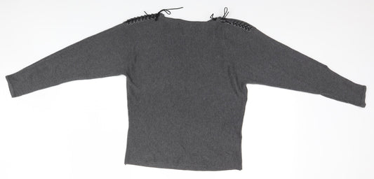 Womens UK Size 4 Mango Grey Basic T-Shirt