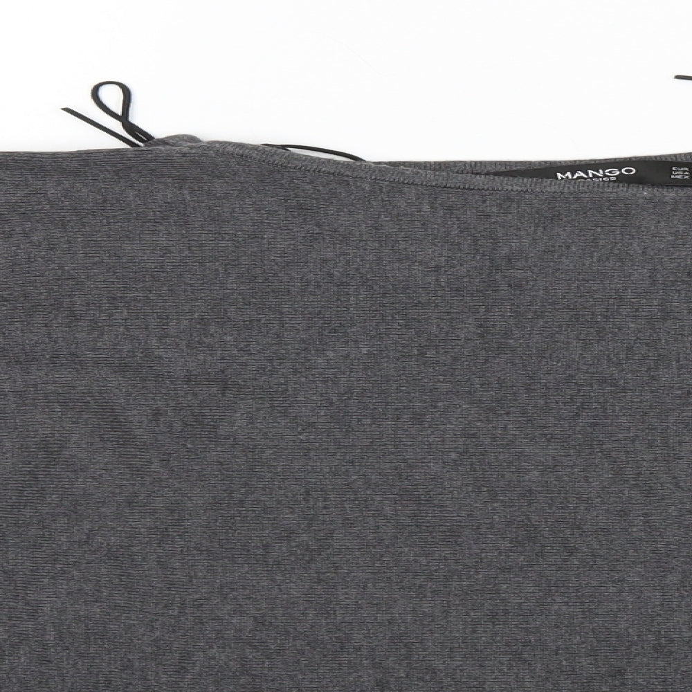 Womens UK Size 4 Mango Grey Basic T-Shirt