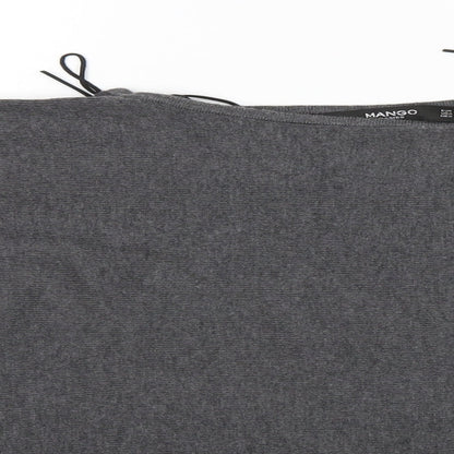 Womens UK Size 4 Mango Grey Basic T-Shirt