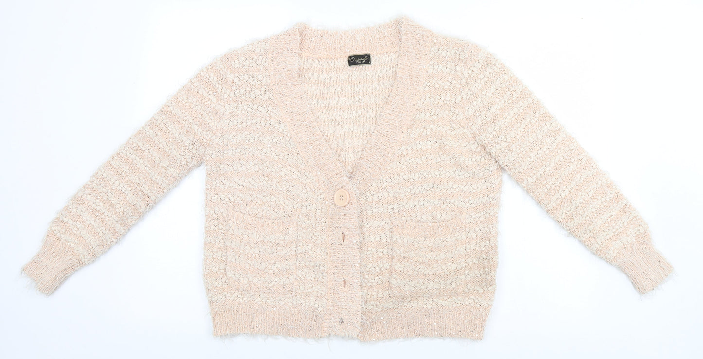 Womens UK Size L Preworn Beige Cardigan Jumper