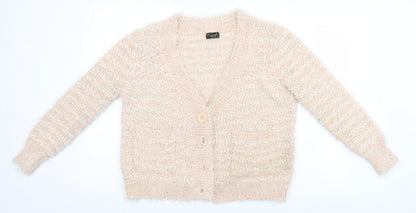Womens UK Size L Preworn Beige Cardigan Jumper
