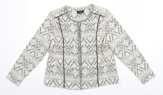 Klass Womens Beige Geometric  Jacket  Size 14