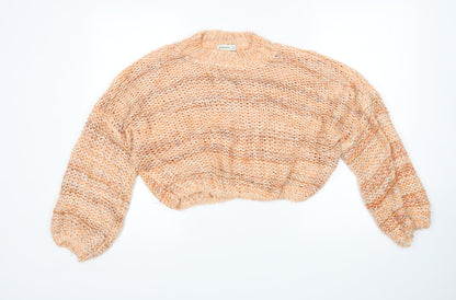Womens UK Size S Stradivarius Orange Pullover Jumper