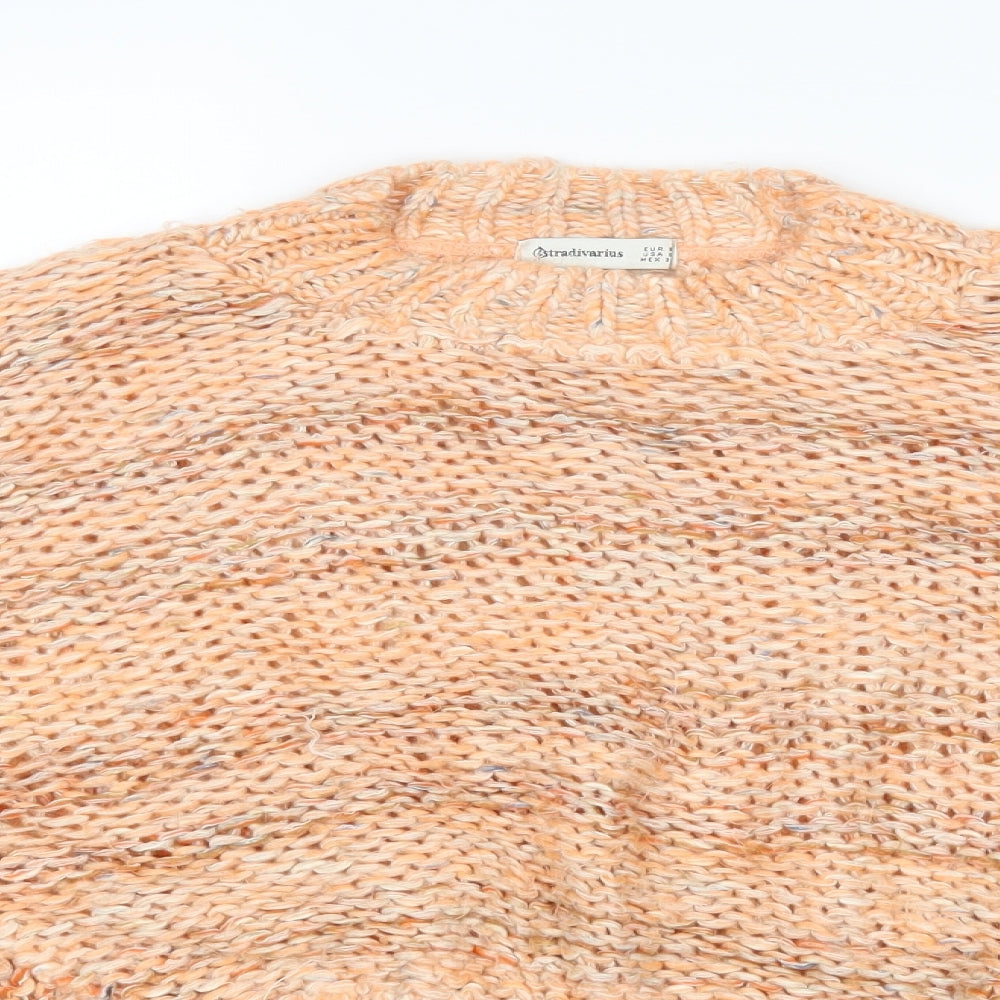 Womens UK Size S Stradivarius Orange Pullover Jumper