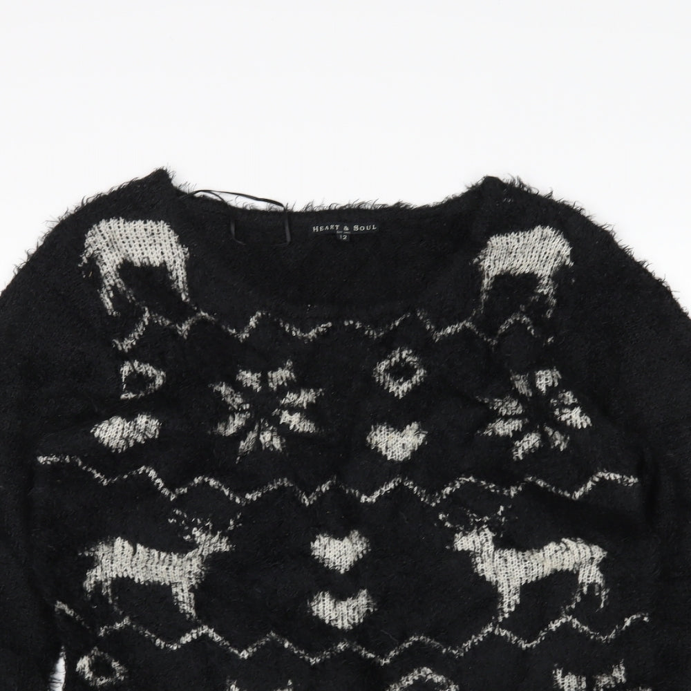 Womens UK Size 12 Heart &  Soul Multicoloured Pullover Jumper