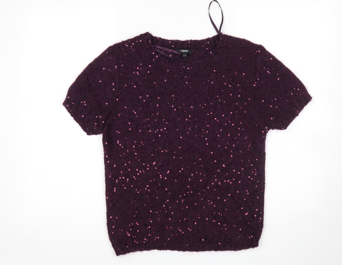 Womens UK Size 12 Papaya Purple Pullover Jumper