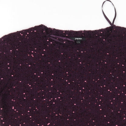 Womens UK Size 12 Papaya Purple Pullover Jumper