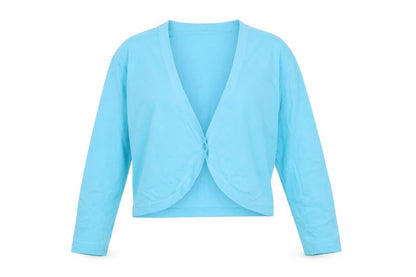 Front view of Bianca women’s blue cardigan jumper, size UK 10