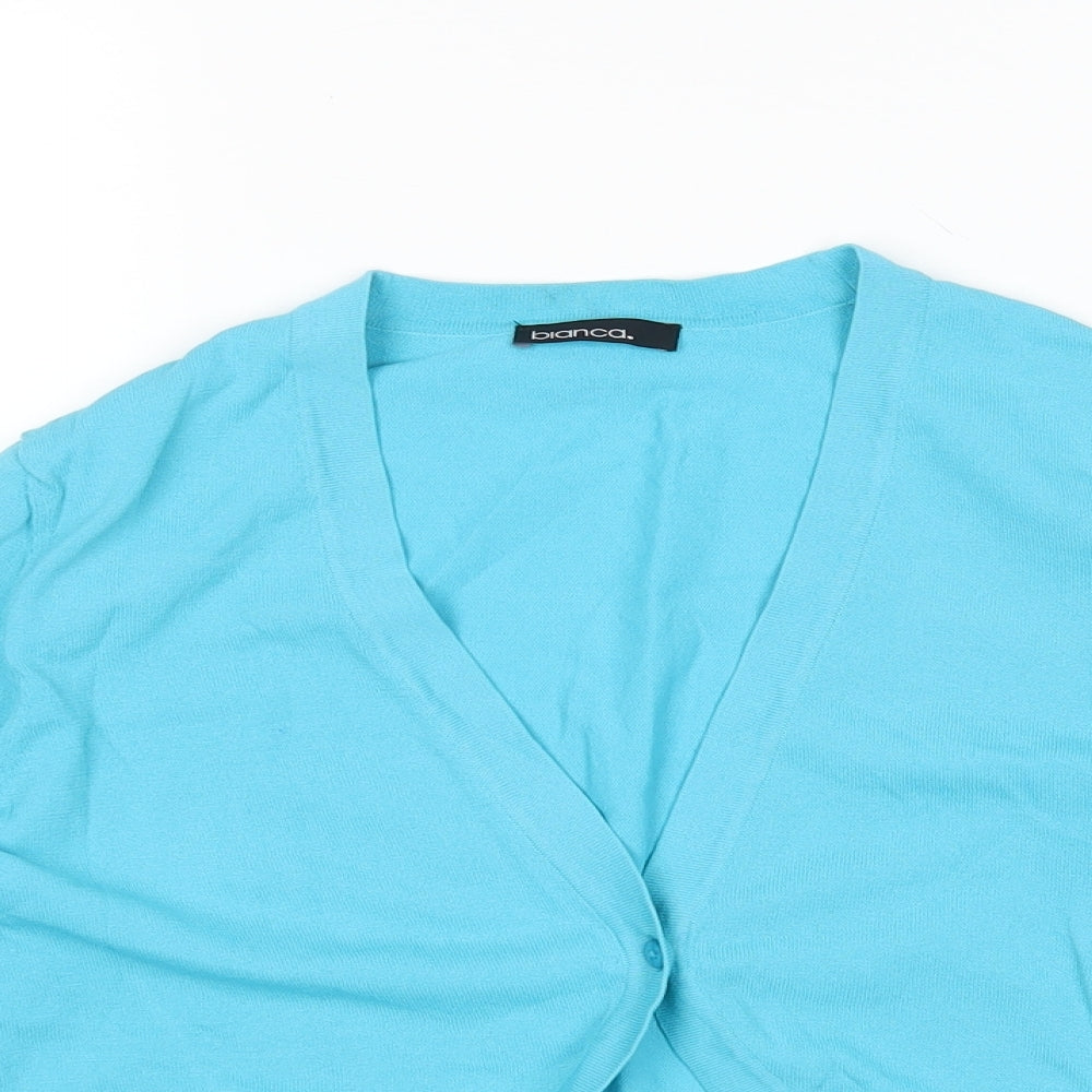 Womens UK Size 10 Bianca Blue Cardigan Jumper