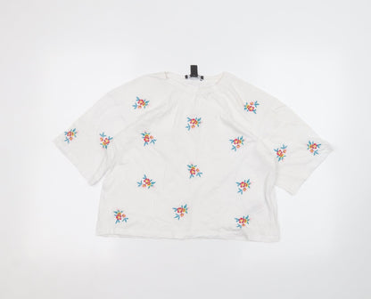 Womens UK Size 12 New Look White Basic T-Shirt