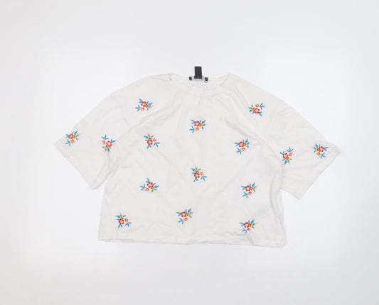 Womens UK Size 12 New Look White Basic T-Shirt