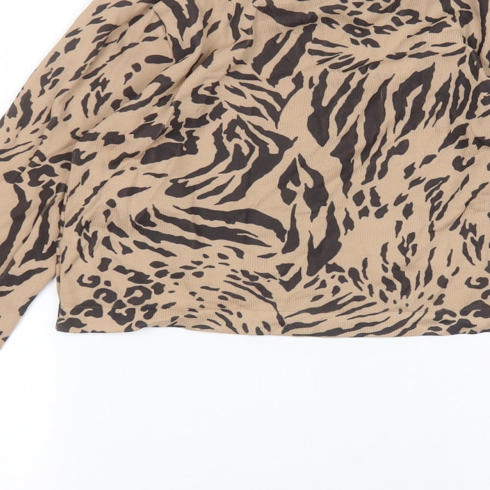 ASOS Womens Brown Animal Print  Basic T-Shirt Size 8