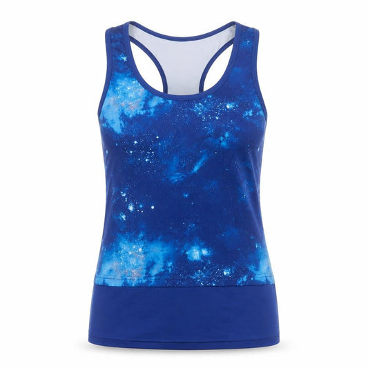 Front view of Crivit women’s blue basic tank, size S