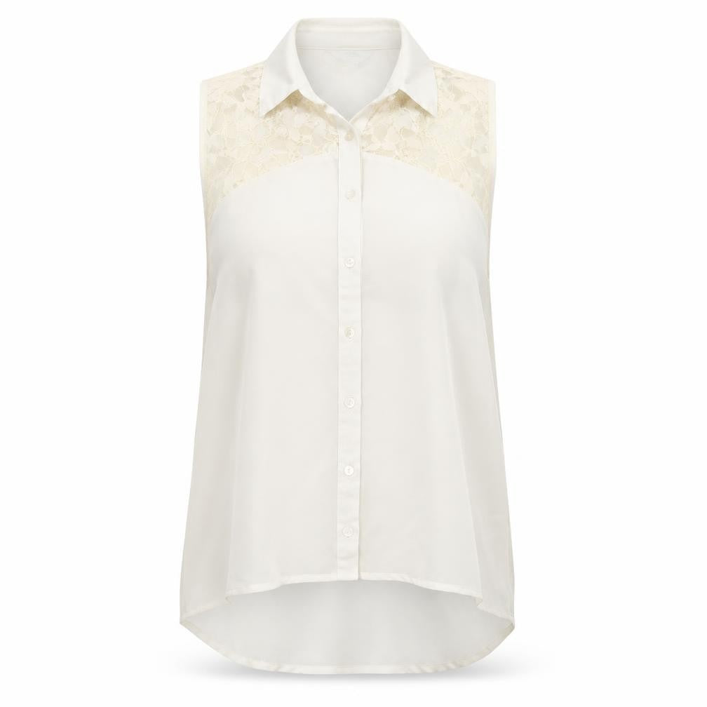 Womens UK Size 12 New Look White Basic Button-Up