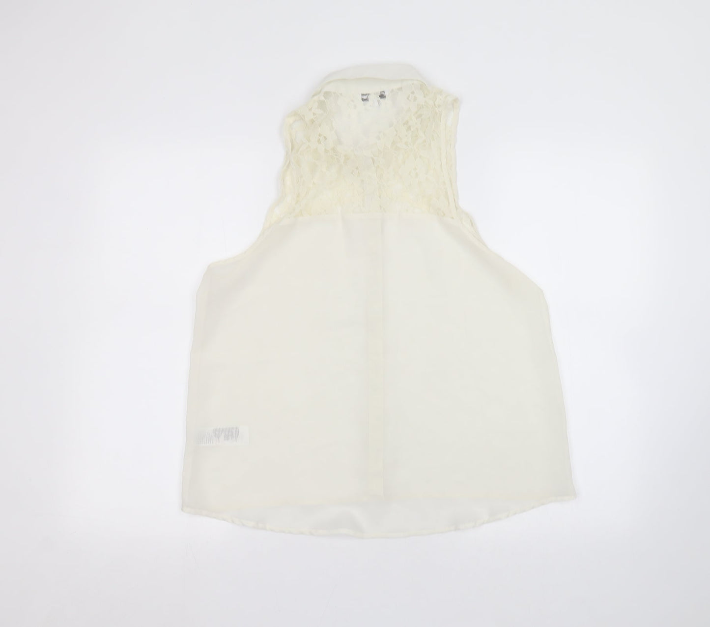 Womens UK Size 12 New Look White Basic Button-Up