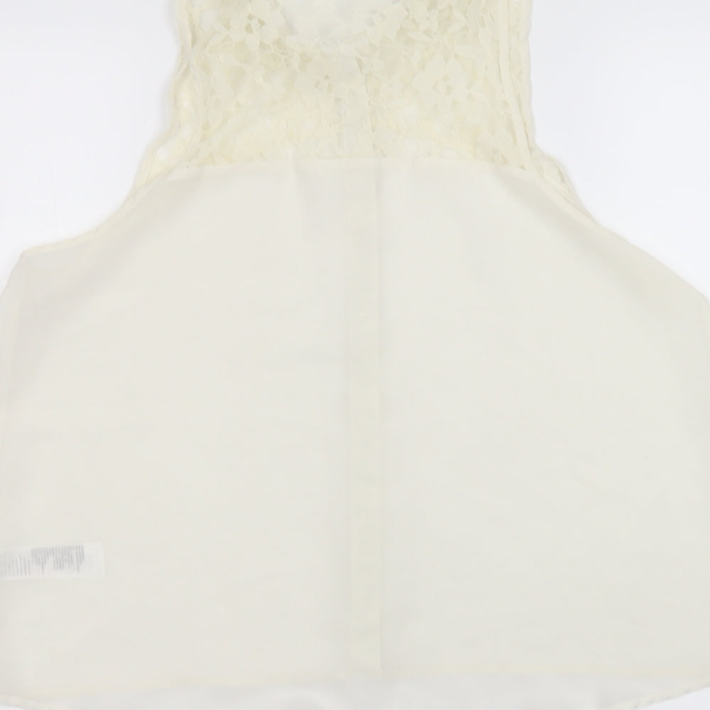 Womens UK Size 12 New Look White Basic Button-Up
