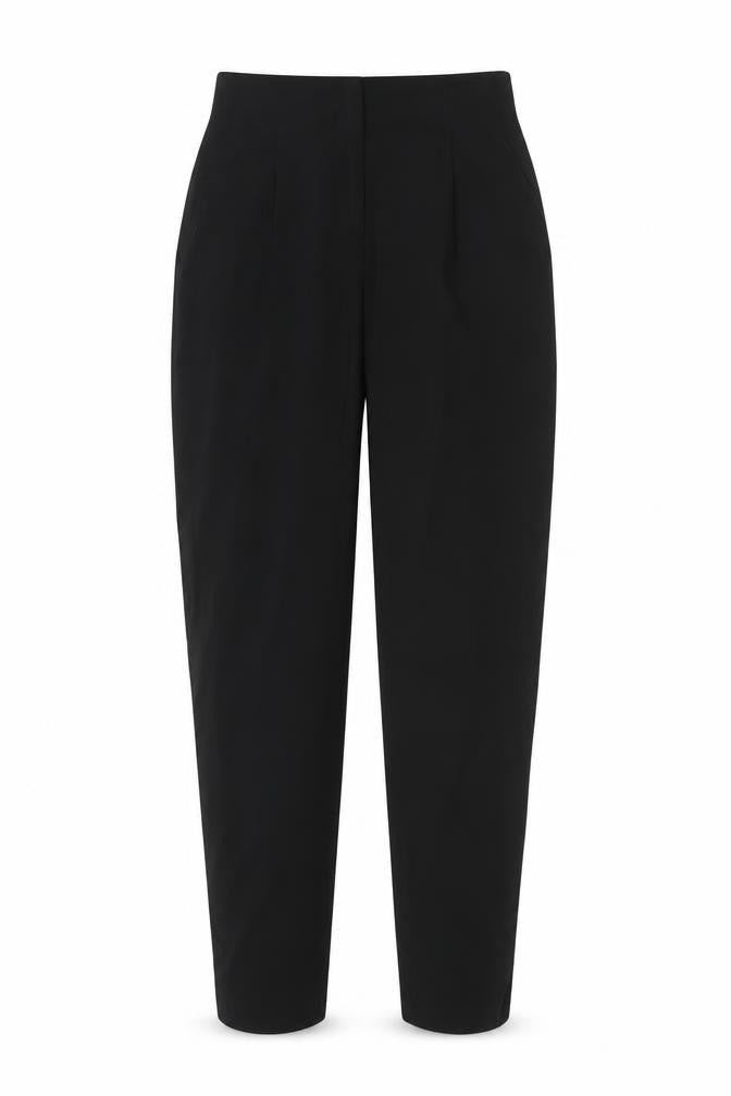 Front view of ASOS women’s black trousers, size UK 8, 25-inch leg