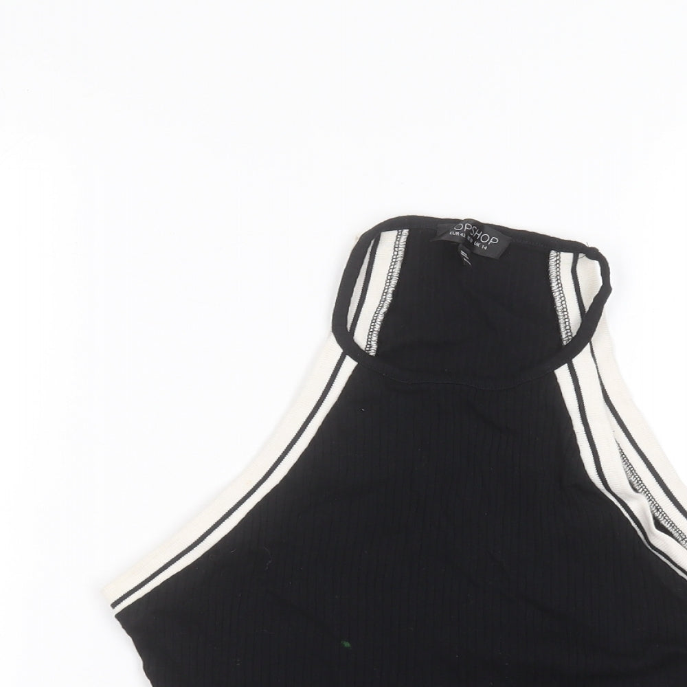 Womens UK Size 14 Topshop Black Basic Tank
