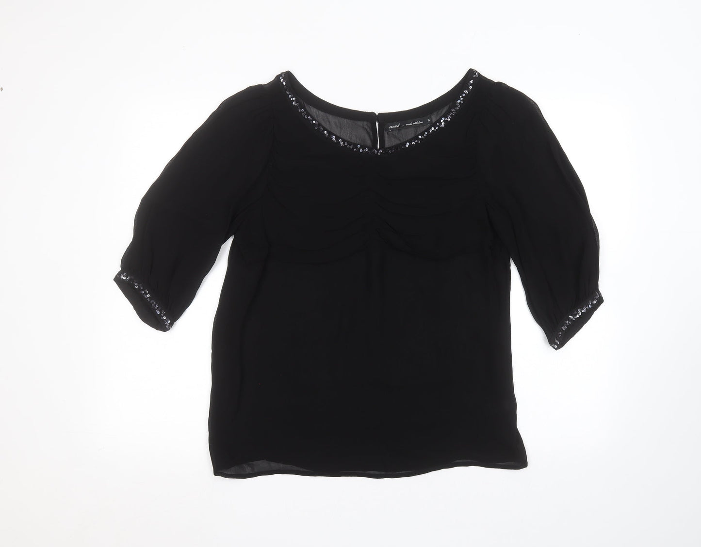 Womens UK Size 10 NEXT Black Basic Blouse