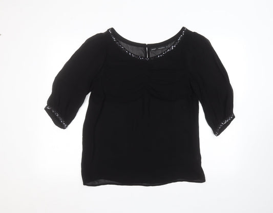 Womens UK Size 10 NEXT Black Basic Blouse