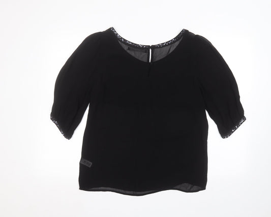 Womens UK Size 10 NEXT Black Basic Blouse