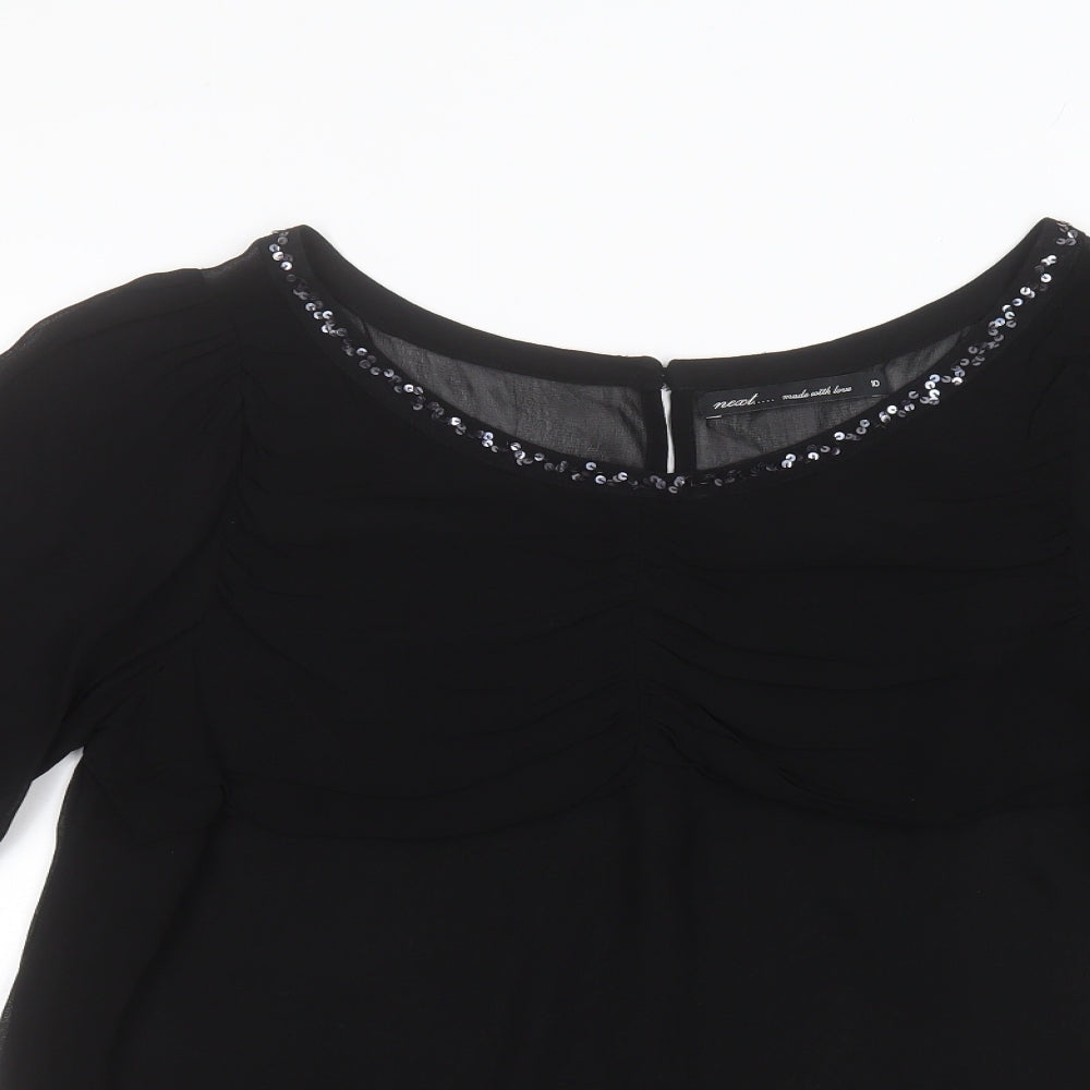 Womens UK Size 10 NEXT Black Basic Blouse