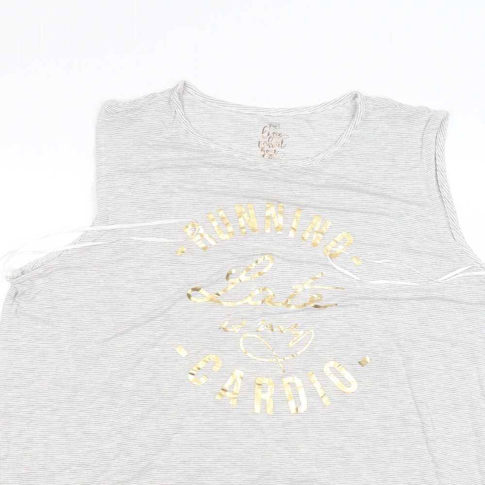 F&F Womens White Striped  Basic T-Shirt Size 16