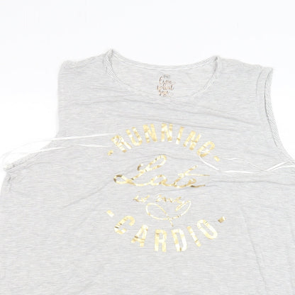 F&F Womens White Striped  Basic T-Shirt Size 16