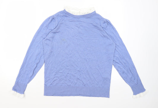 F&F Womens Blue Round Neck  Viscose Pullover Jumper Size 14