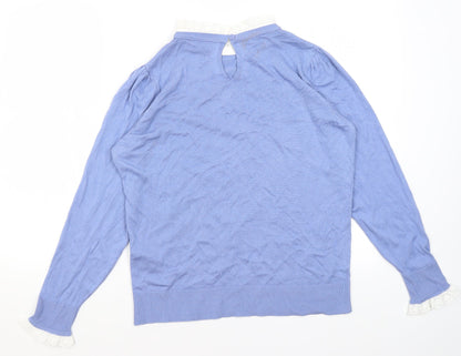 F&F Womens Blue Round Neck  Viscose Pullover Jumper Size 14