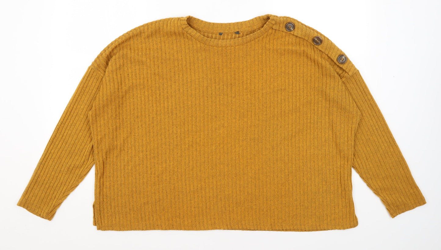 Primark Womens Yellow Round Neck  Polyester Pullover Jumper Size XL