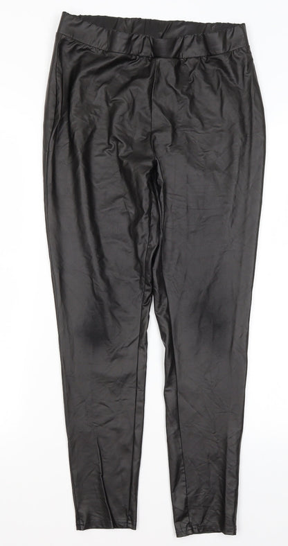 Primark Womens Black  Polyester Trousers  Size M L25.5 in Regular