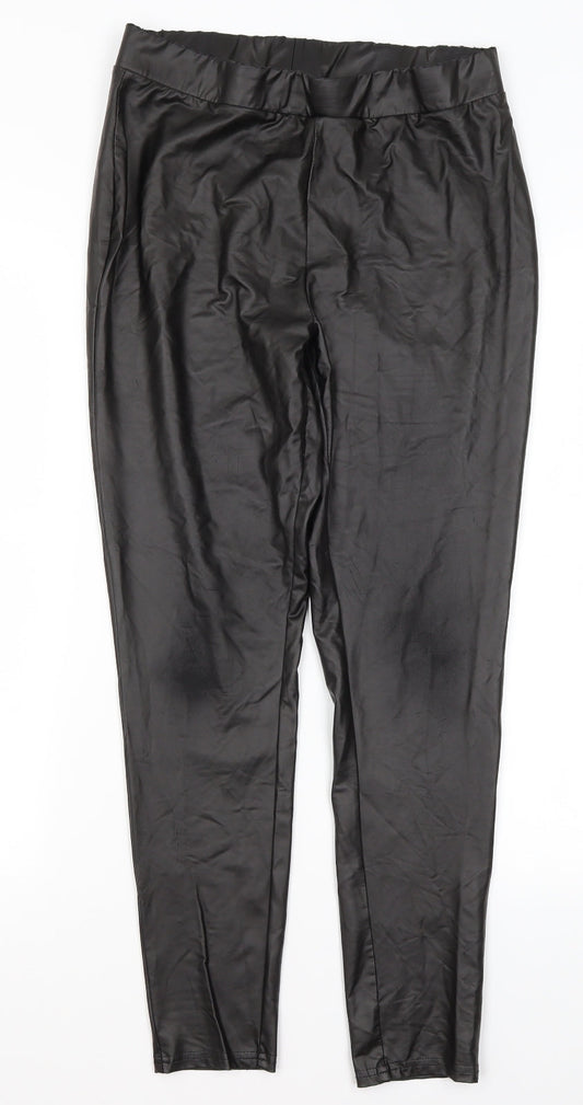 Primark Womens Black  Polyester Trousers  Size M L25.5 in Regular