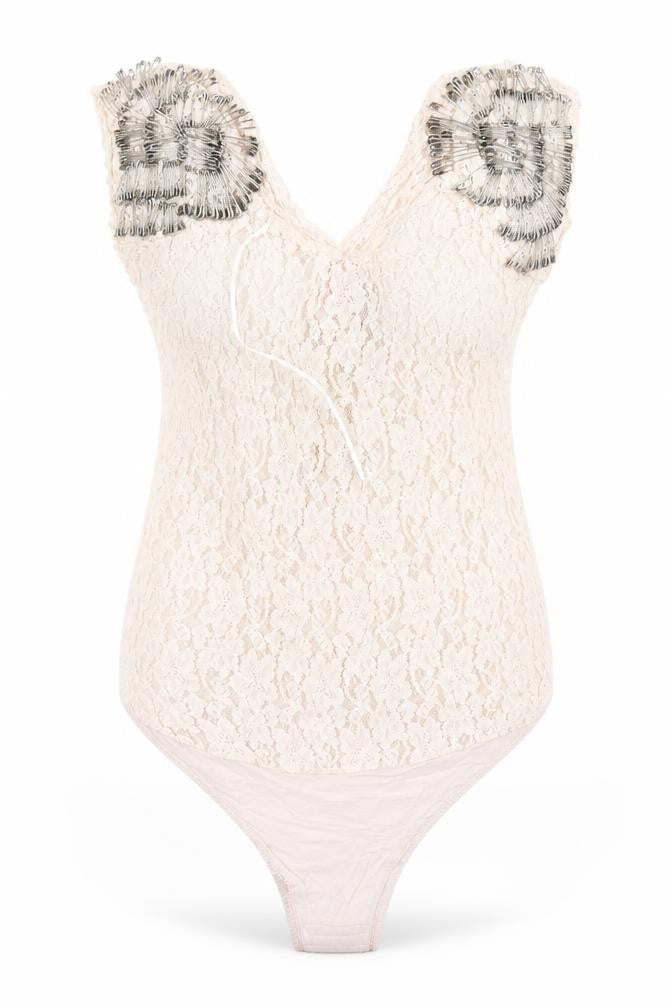 Womens UK Size 8 River Island One-Piece Beige Bodysuit