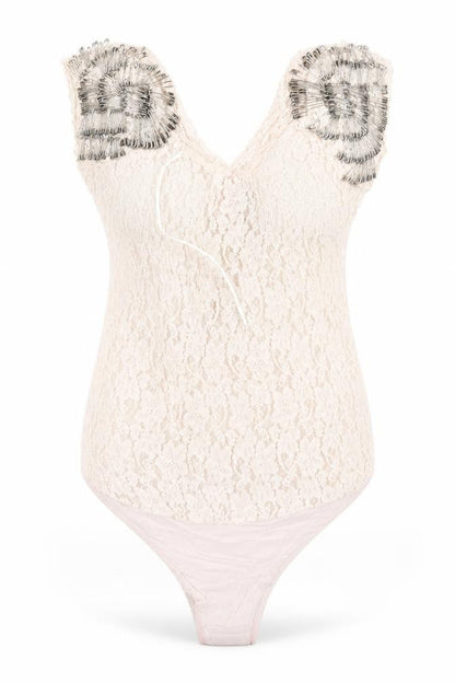 Womens UK Size 8 River Island One-Piece Beige Bodysuit