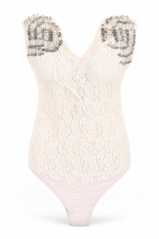 Womens UK Size 8 River Island One-Piece Beige Bodysuit
