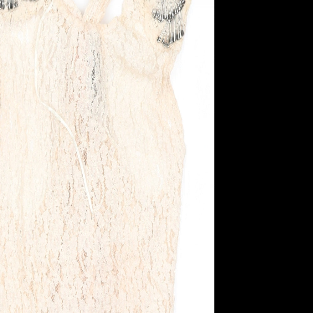 River Island Womens Beige  Viscose Bodysuit One-Piece Size 8