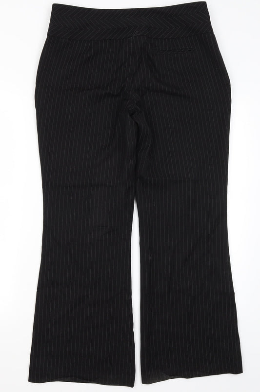 F&F Womens Black Striped Polyester Dress Pants Trousers Size 12 L28.5 in Regular