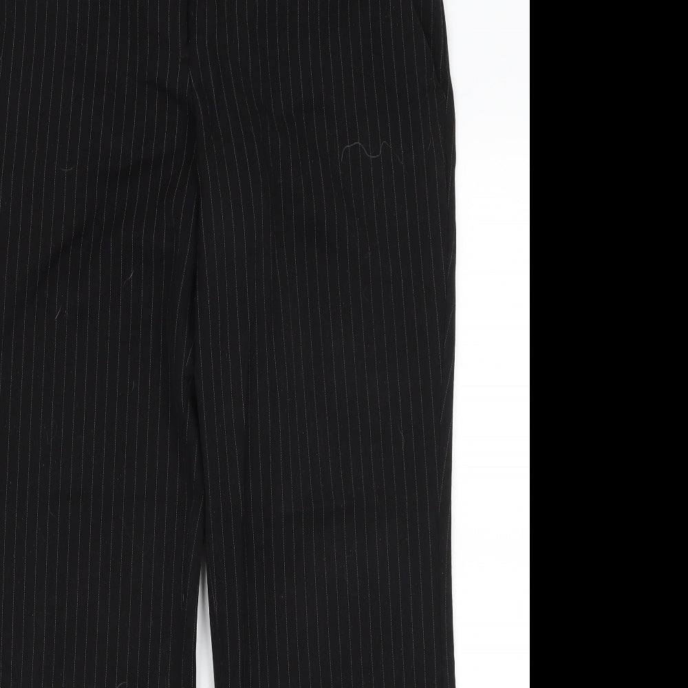 F&F Womens Black Striped Polyester Dress Pants Trousers Size 12 L28.5 in Regular