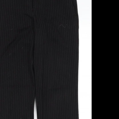 F&F Womens Black Striped Polyester Dress Pants Trousers Size 12 L28.5 in Regular