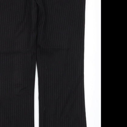 F&F Womens Black Striped Polyester Dress Pants Trousers Size 12 L28.5 in Regular