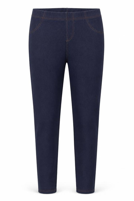 Front view of Original Essentials women’s blue polyester jegging jeans, size M, 25.5-inch leg regular