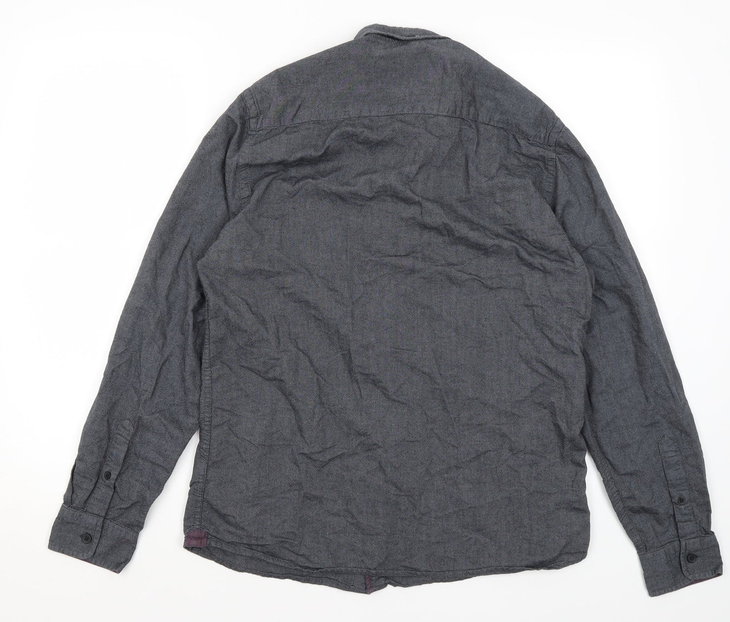 Mens UK Size M Easy Grey  Button-Up Long Sleeve Casual Shirt