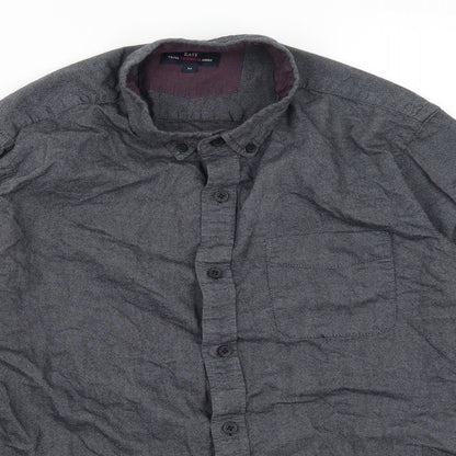 Mens UK Size M Easy Grey  Button-Up Long Sleeve Casual Shirt