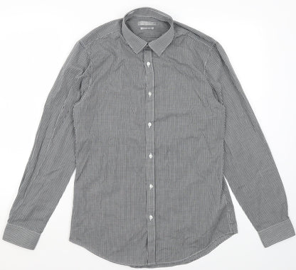 Red Herring Mens Black Check Cotton  Dress Shirt Size 15.5