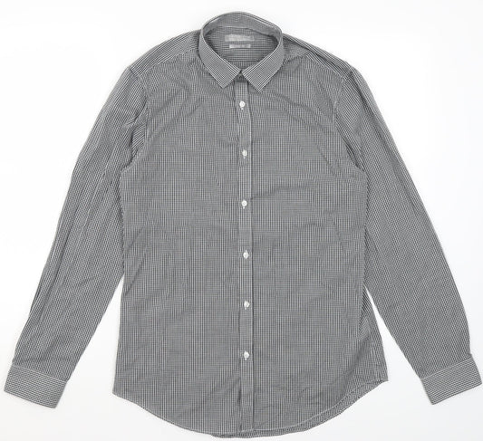 Red Herring Mens Black Check Cotton  Dress Shirt Size 15.5