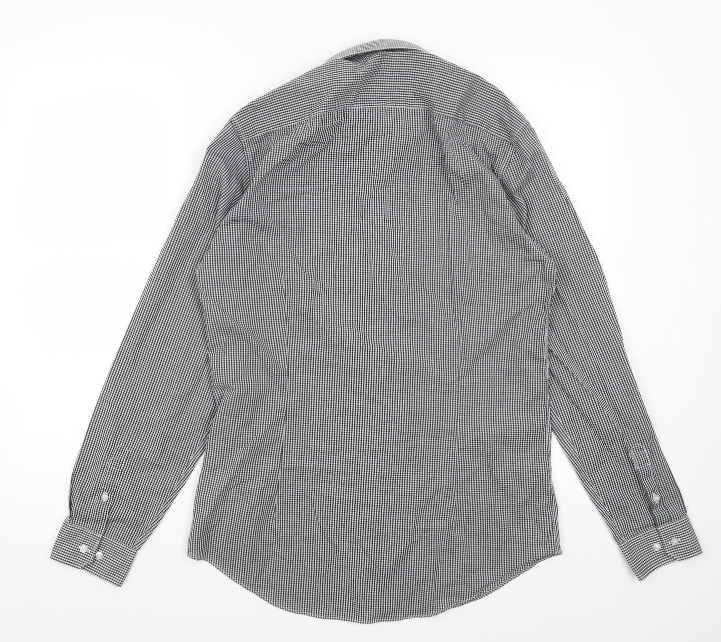 Red Herring Mens Black Check Cotton  Dress Shirt Size 15.5