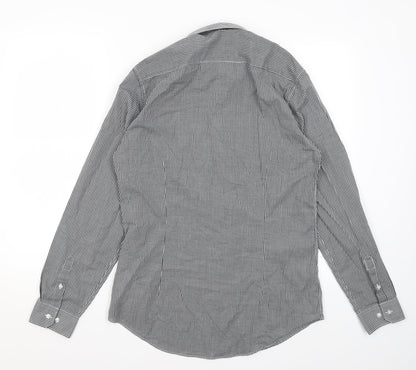 Red Herring Mens Black Check Cotton  Dress Shirt Size 15.5