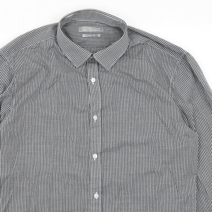 Red Herring Mens Black Check Cotton  Dress Shirt Size 15.5